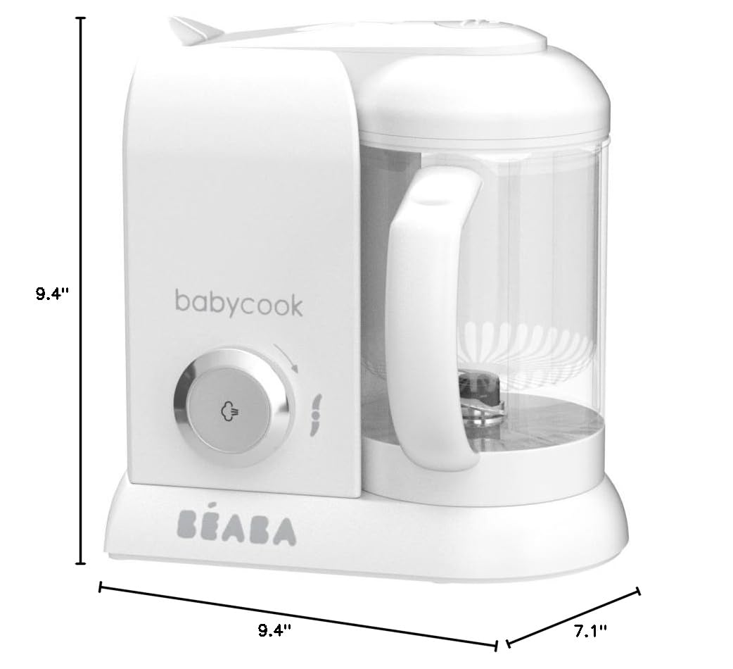 BEABA Babycook Solo 4 in 1 Baby Food Maker, Puree Steamer and Blender for Purees, Grinder with Auto Steam Cooking, Lrg Capacity 4.5 Cups 27 Servings in 20 Mins, Oat