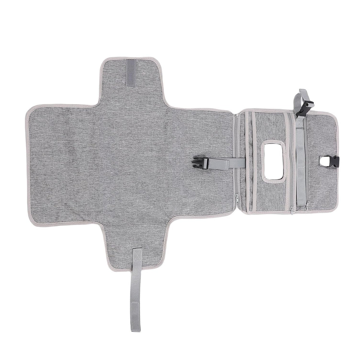 Portable Newborn Diaper Changing Mat Water Proof Baby Changer Pad for Travel, Oxford Cloth, 34.1 X 21.3 Wet Wipe Holder, Outdoor Outings (Grey)