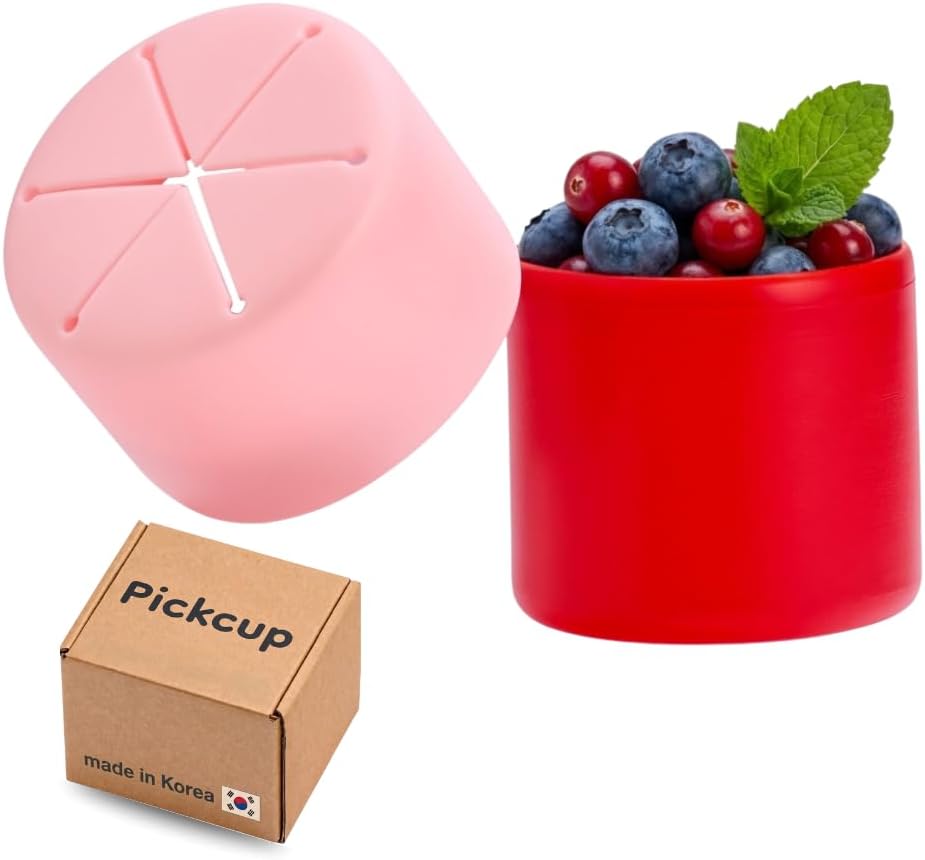 Pickcup Silicone Snack Cup with Lid, BPA-Free, Reusable, 9oz, Blue