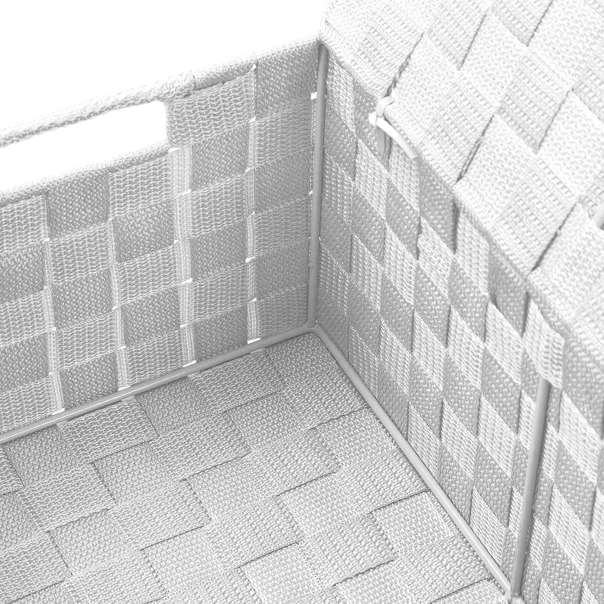 Storage Basket with Lid, 3-Piece Woven Set for Shelves (Black)
