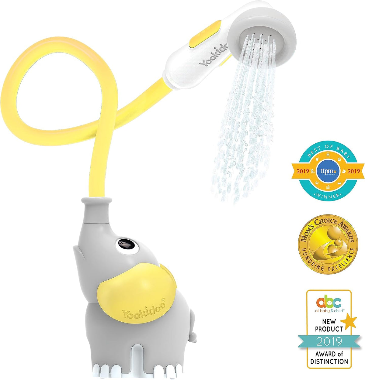 Baby Bath Shower Head - Elephant Water Pump and Trunk Spout Sprayer - One Handed Flow Control for Newborn Babies in Tub Or Sink (Turquoise)