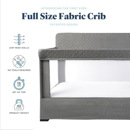 Lunaire Full Size Crib, Charcoal Tweed