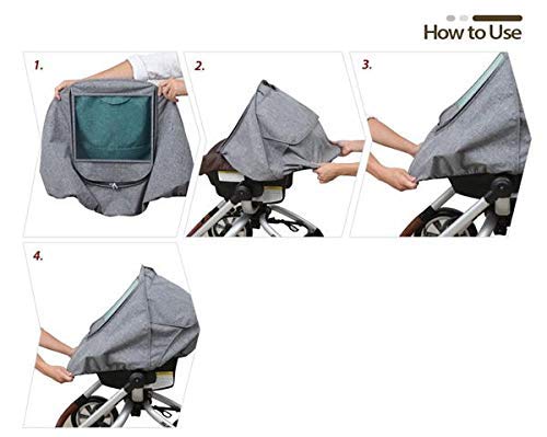 Melange Infant Car Seat Weather Shield – Universal-Fit, Clear Window, Windproof, Water-Repellent, Premium Baby Car Seat Cover for Travel & Outdoor Weather Protection (Black Grey)