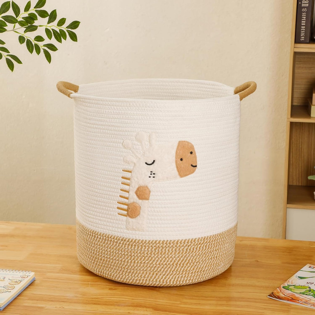 Baby Laundry Basket Large Baby Hamper, Cotton Rope Basket for Nursery Decor 51L Dirty Clothes Hampers for Kids, Woven Blanket Storage for Living Room, Stuffed Animal Storage Toy Box with Handles