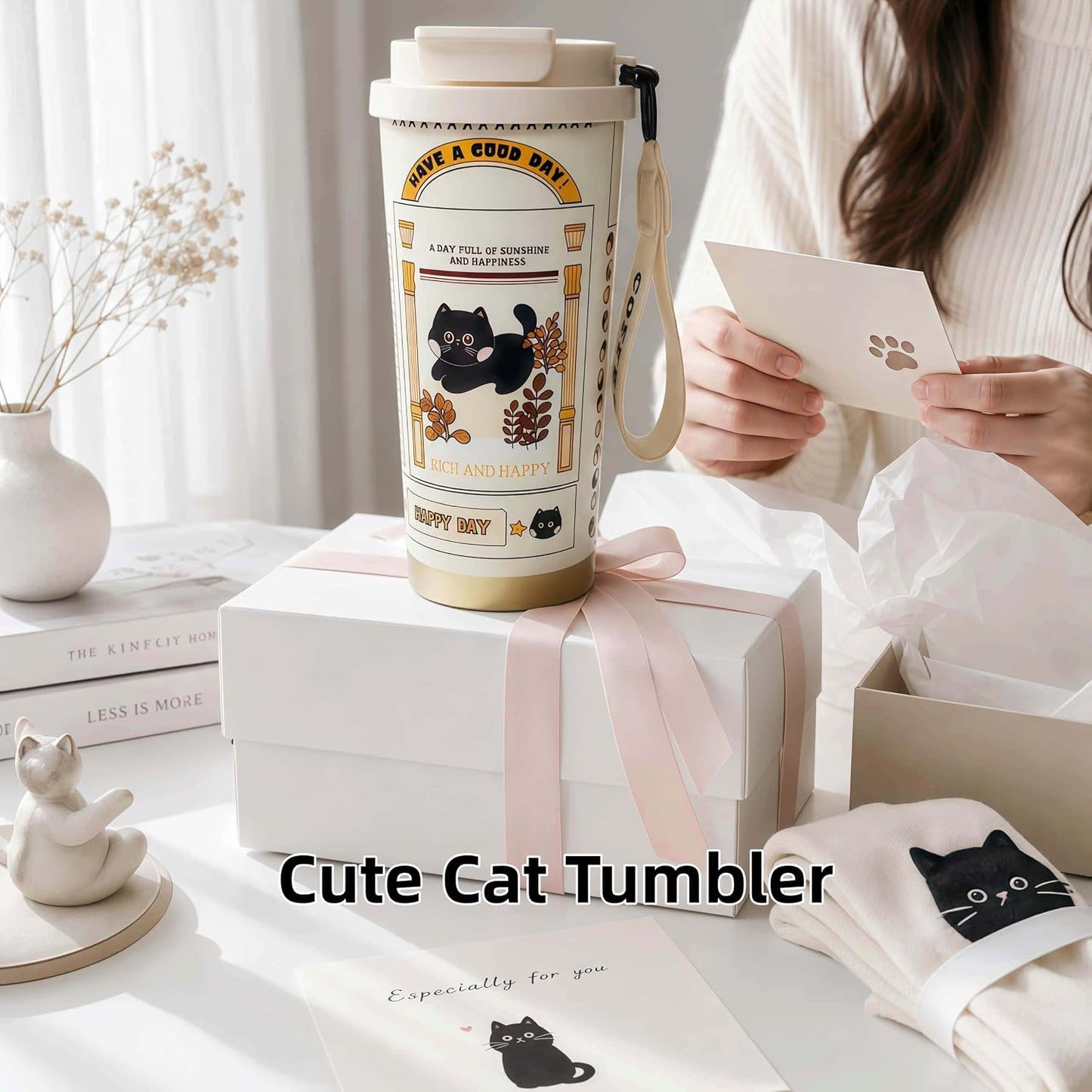 16 oz Coffee Travel Mug, Cute Coffee Tumbler with Lid | Stainless Steel Insulated Water Bottle, Double Wall Vacuum, Leakproof, Portable, Hot & Cold Drinks