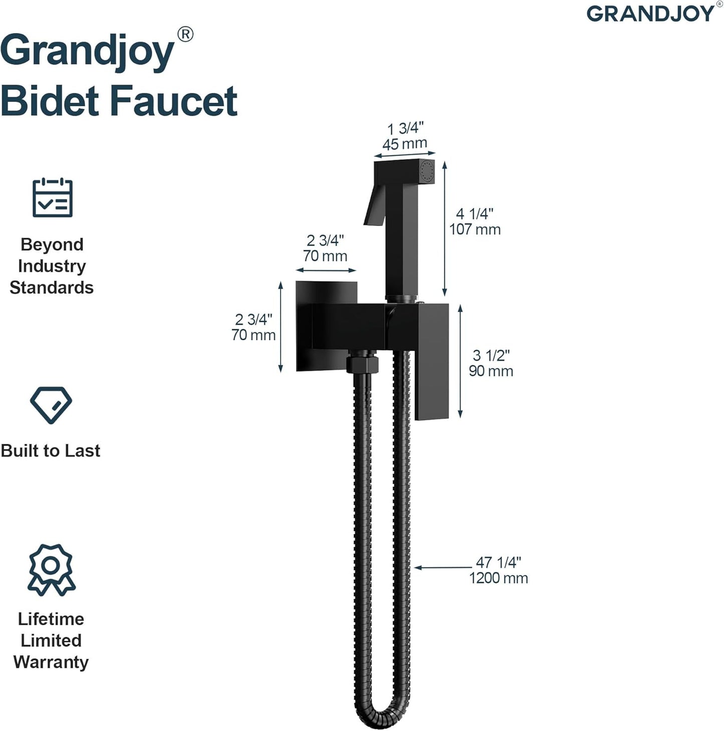 Brushed Gold Hot & Cold Handheld Bidet Sprayer for Toilet, Adjustable Water Pressure Control, SUS304 Stainless Steel Hose Wall Mount Bidet Faucet for Feminine Wash & Cloth Diaper