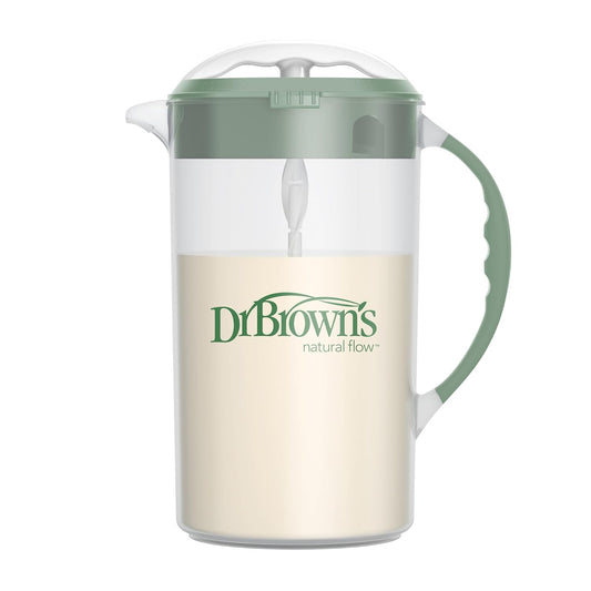Dr. Brown's Baby Formula Mixing Pitcher with Adjustable Stopper, Locking Lid, & No Drip Spout & Dr. Brown’s Natural Flow Level 2 Narrow Baby Bottle Silicone Nipple, Medium Flow, 3m+