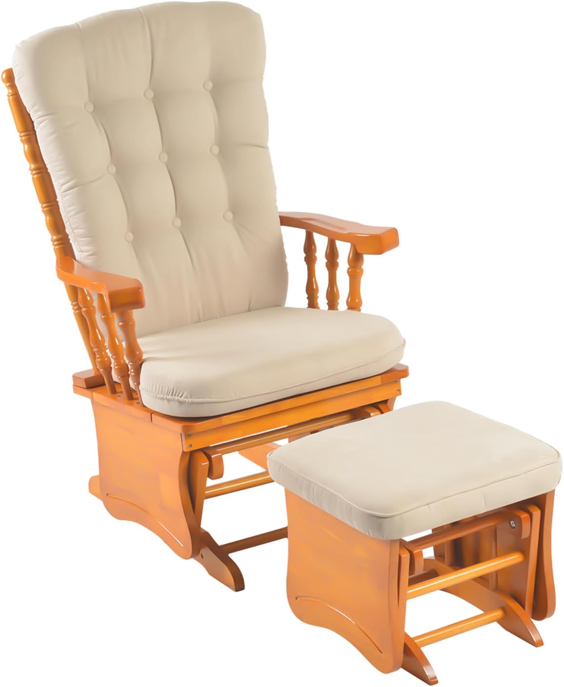 Rubber Wood Gliding Rocking Chair for Nursery, Rocking Chair Glider Rocker with Arm Rest, Padded Cushion for Living Room Bedroom Reading Room, 280lbs Weight Capacity, Blue