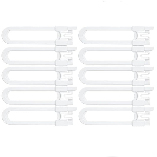 Vmaisi 10 Pack Baby Sliding Cabinet Locks - Adjustable U Shaped Child Safety Locks,Childproof Latches for Kitchen Bathroom Storage Cupboards Doors, Handles and Knobs White (10)