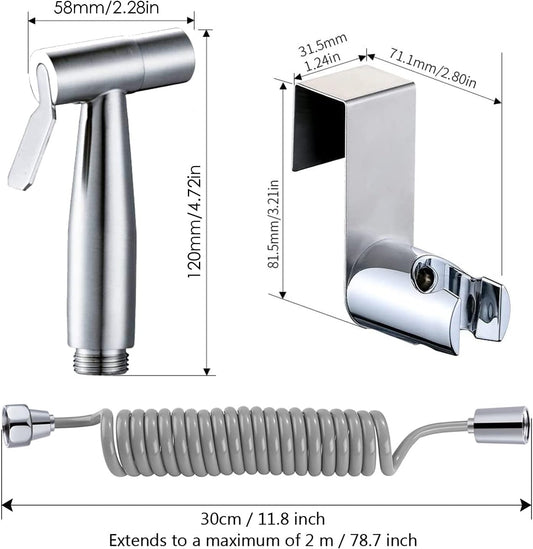 Pack of 3 Handheld Bidet Sprayer, Handheld Sprayer Stainless Steel with Water Tank Hook and Shower Hose for Feminine Wash