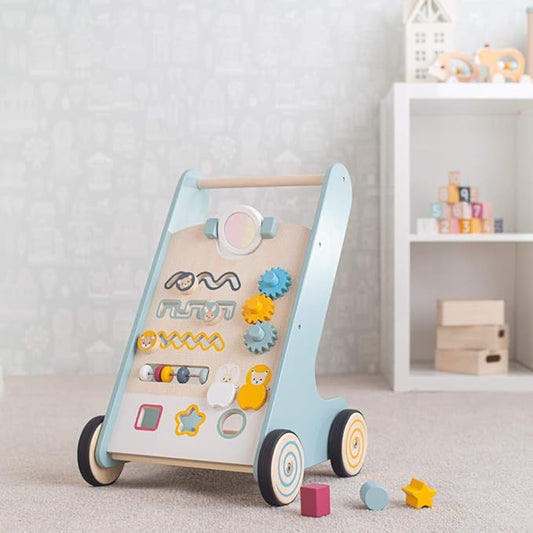 Bigjigs Toys FSC® Certified Activity Baby Walker - Wooden Walkers for Babies, Eco-Friendly Baby Walkers for 1 Year Olds, Push Along Toys