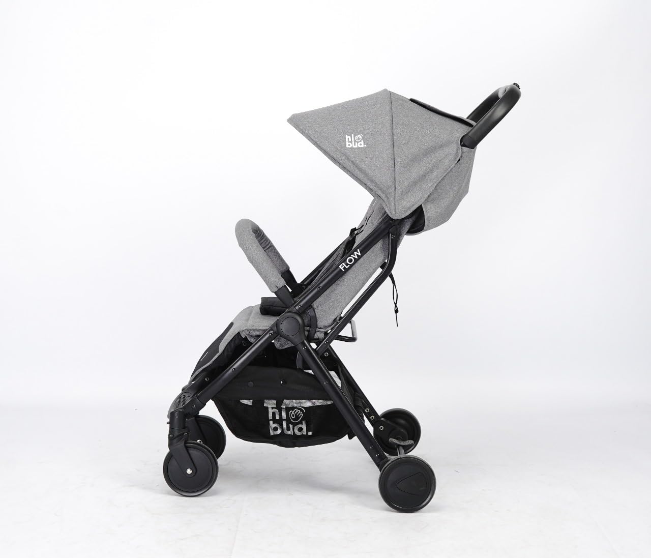 HiBud Baby Stroller, Lightweight Compact Stroller with One-Hand Auto Folding, 5-Point Harness, Adjustable Footrest, Multi-Position Recline, Carry Strap, Supports up to 40 lbs (Grey)