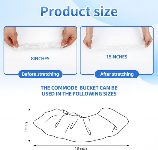 Dunzoom 400 Pcs Potty Chair Liners with Elastic Disposable Clear Refill Potty Bags for Training Travel Leakproof & Easy to Clean for Most Toilet Training Seat Floor Bedside Commode 18" x 8"