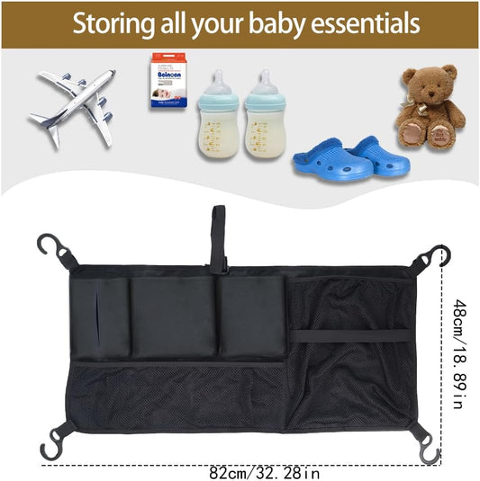 Stroller Wagon Cargo Net, Abnaok Wagon Accessories Organizer Compatible with WONDERFOLD W-Series Models, Large Capacity Mesh Cargo Storage Bag with Sorting Pockets Compatible with Keenz Wagon