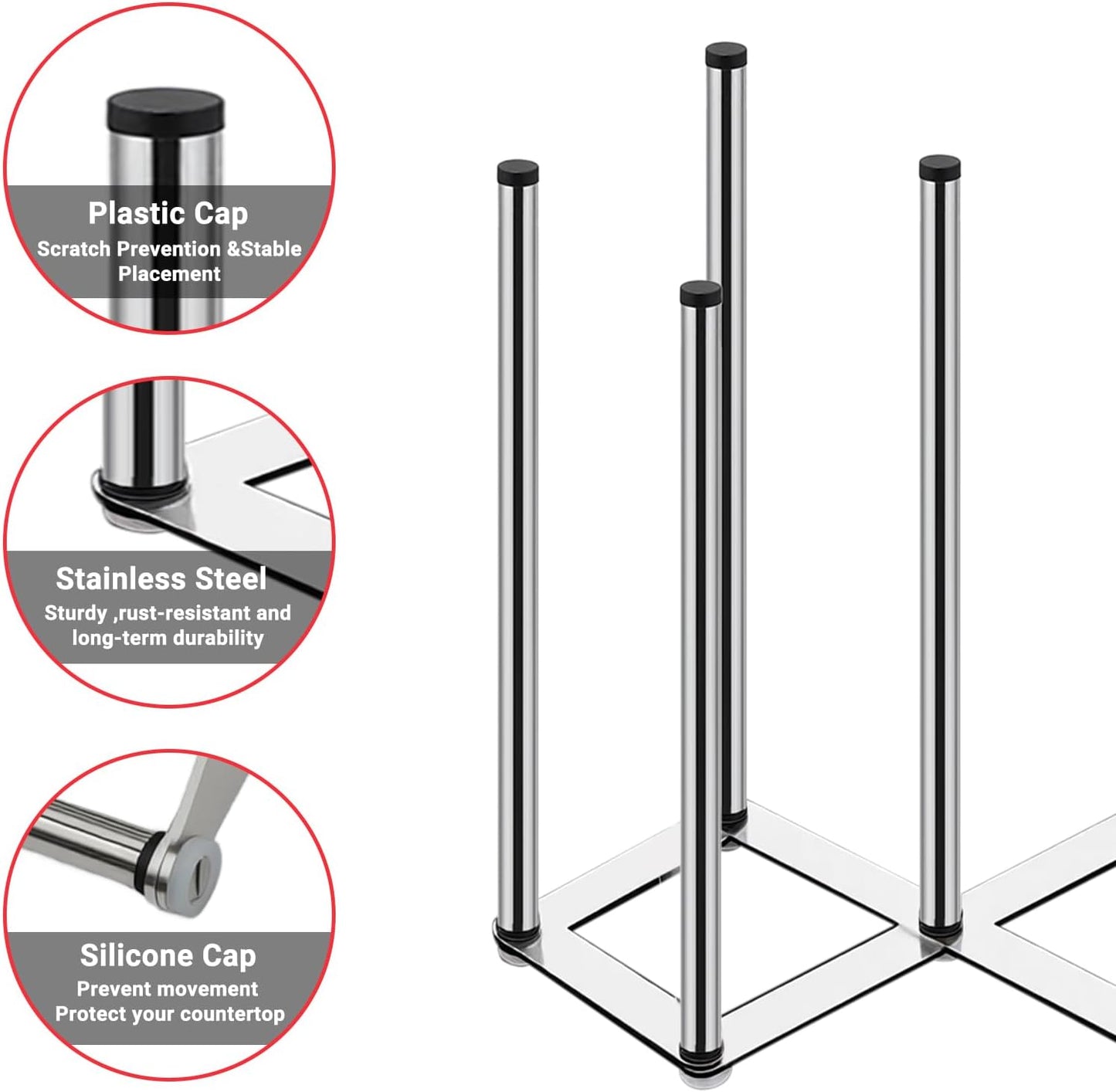 Stainless Steel Bottle Drying Rack with Non-Slip Silicone Mat – Foldable Water Bottles Dryer Stand for Cups, Tumblers, Wine Glasses & Baby Bottles, Space-Saving Countertop Bottle Rack Organizer