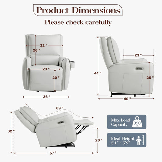 Power Recliner Gliders for Nursery, Electric Swivel Rocker Recliner Chair, Comfy Upholstered Living Room Reclining Rocking Chairs with Lumbar Support (Gray, 41" X 40" X 36")