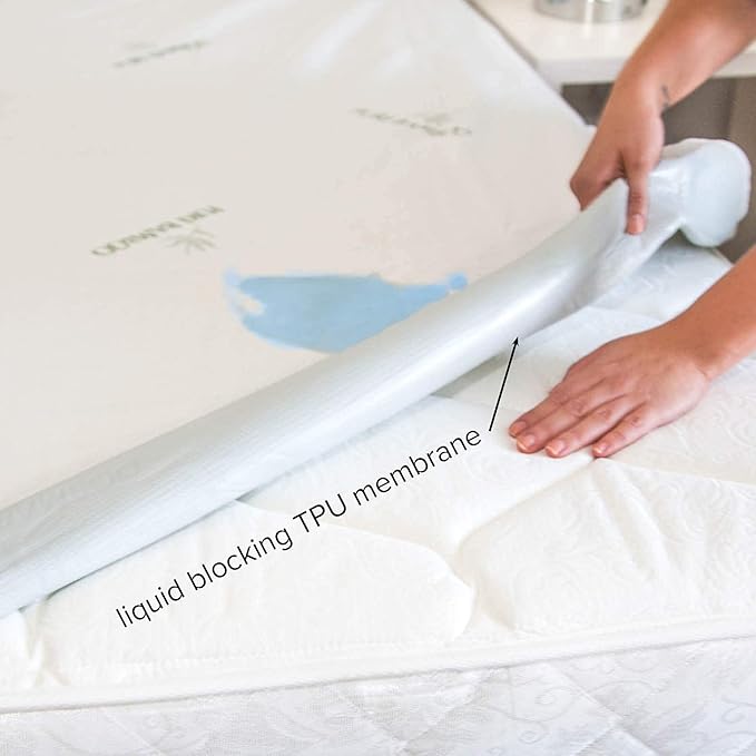 King Mattress Protector by PURE BAMBOO, Waterproof - Viscose Derived from Bamboo, Breathable, Noiseless Mattress Cover Protects Against Moisture, Spills, Stains (King)