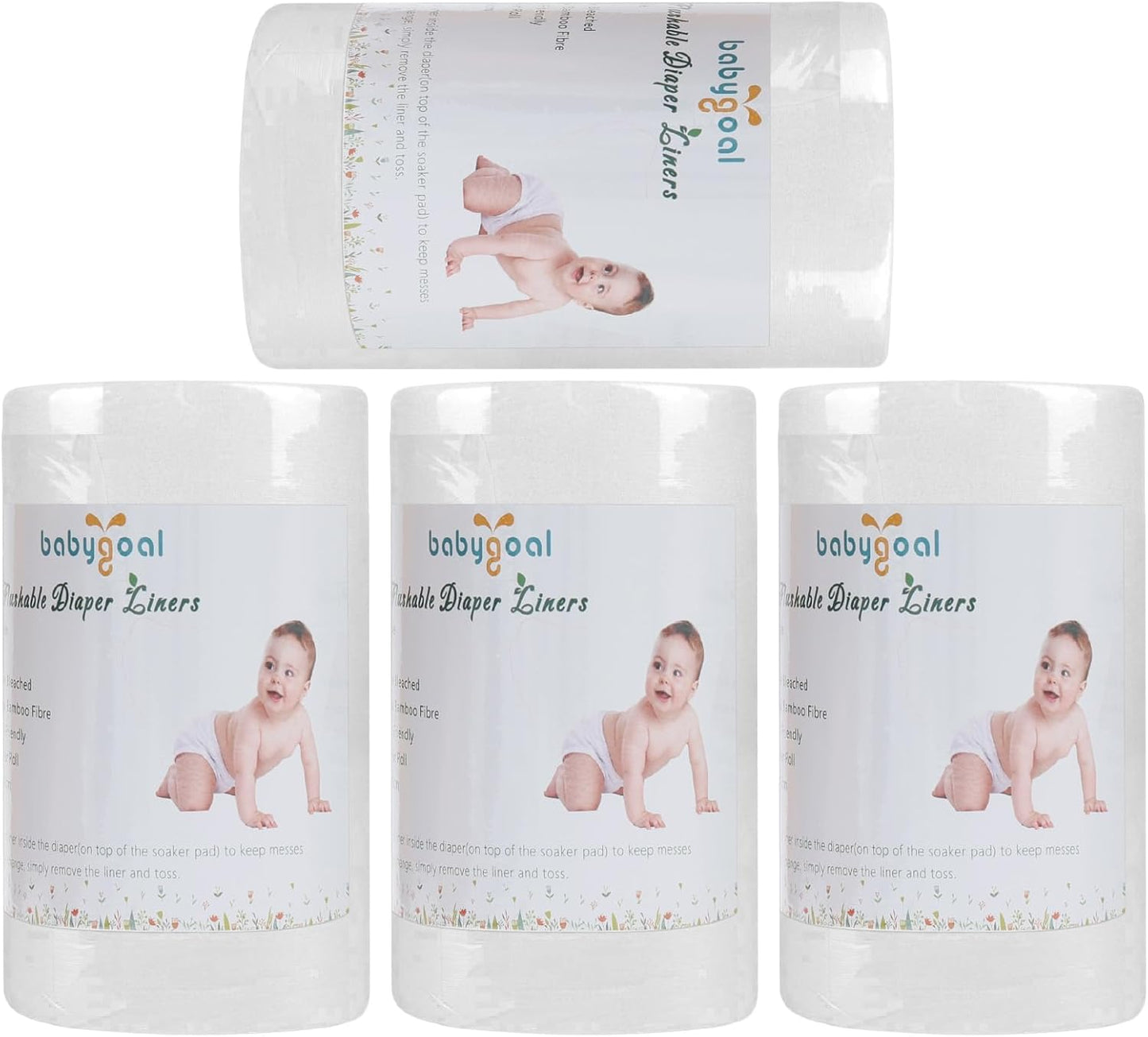 babygoal Baby Cloth Diaper Liners 2 Pack, Rayon from Bamboo Liners for Cloth Diaper Nappy (200 Sheets)