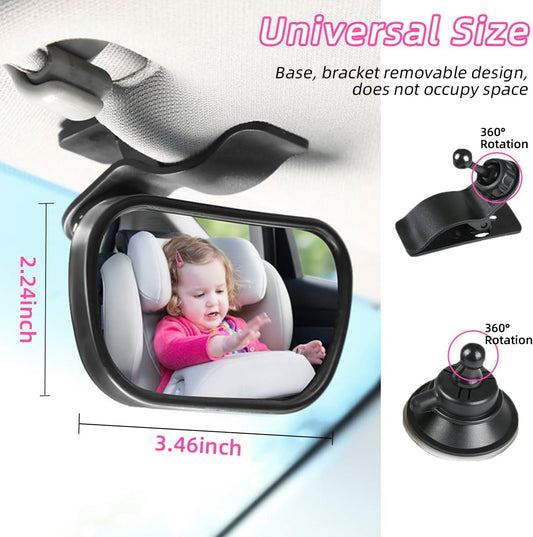 Kewucn Baby Car Mirror, Shatterproof Automotive Interior Rearview Baby Observation Mirror, Adjustable Child Safety Seat Rear View Mirror, Universal Accessories for Most Cars