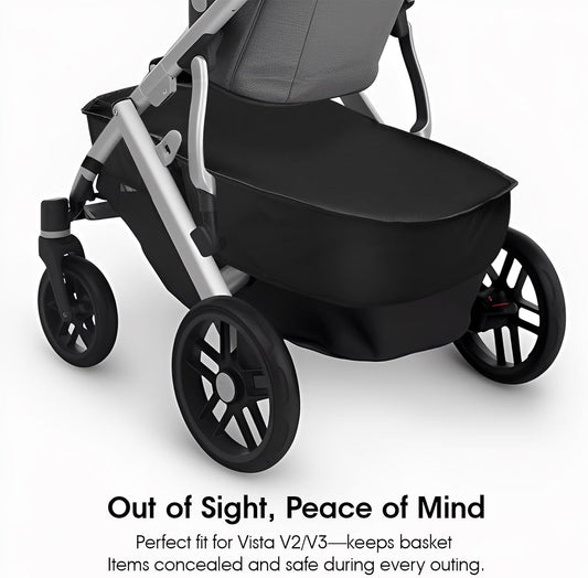 Stroller Basket Cover for UPPAbaby Vista V2 & V3 Accessories – Water-Resistant Storage Protector, Conceals Items, Easy Clip-On Access