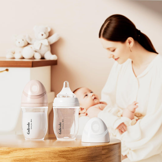 Gulicola Natural PP Baby Breastfeeding Bottles, Medium Flow Nipples (M), 3 Months +, White, 8 oz - 2pks