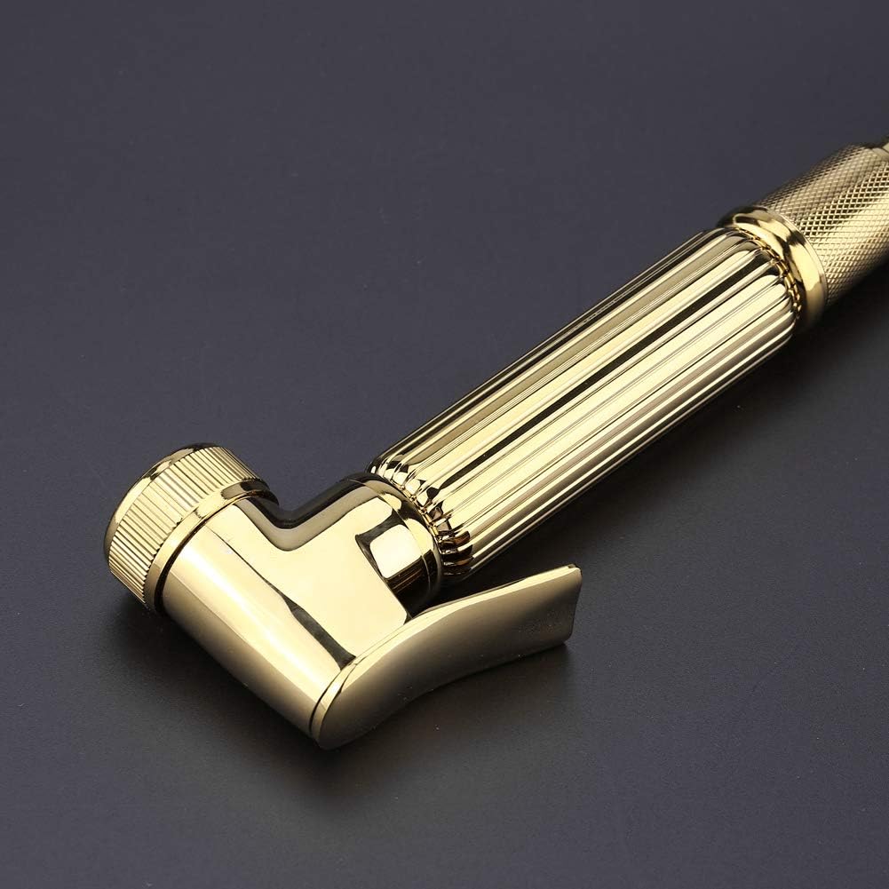 Bidet Sprayer, Solid Brass Wall Mount Shower Toilet Bathroom Handheld Diaper Spray Shattaf Kit Bathroom Diaper Sprayer Toilet, Gold