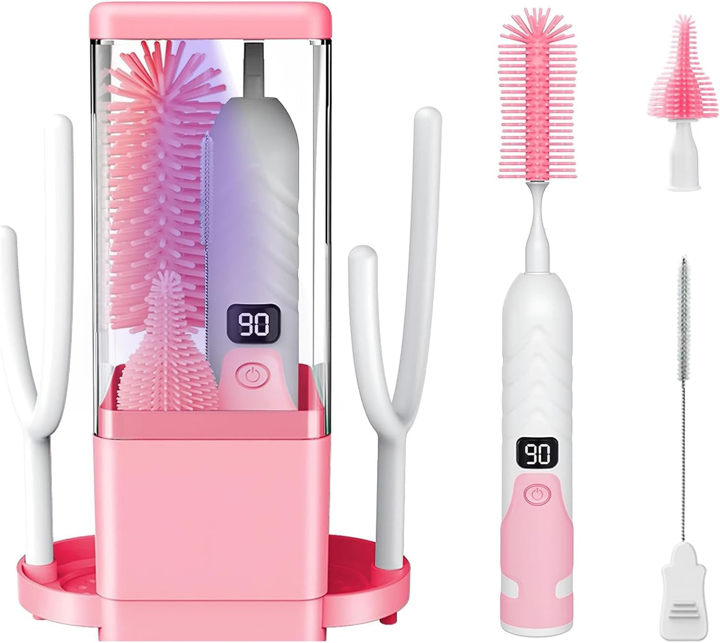 Electric Bottle Brush Cleaner, Portable & Rechargeable Electric Baby Bottle Brush Travel Kit– Nipple & Baby Straw Cleaner Brush,UV sterilized for Moms (Green)