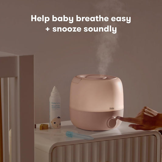 Frida Baby 3-in-1 XL Top Fill Humidifier for Bedroom, Cold & Flu Relief, 6L Tank Cool Mist Humidifier + Diffuser for Large Rooms, Mold Resistant, Nightlight, Auto-Off, Quiet, Essential Oil Diffuser