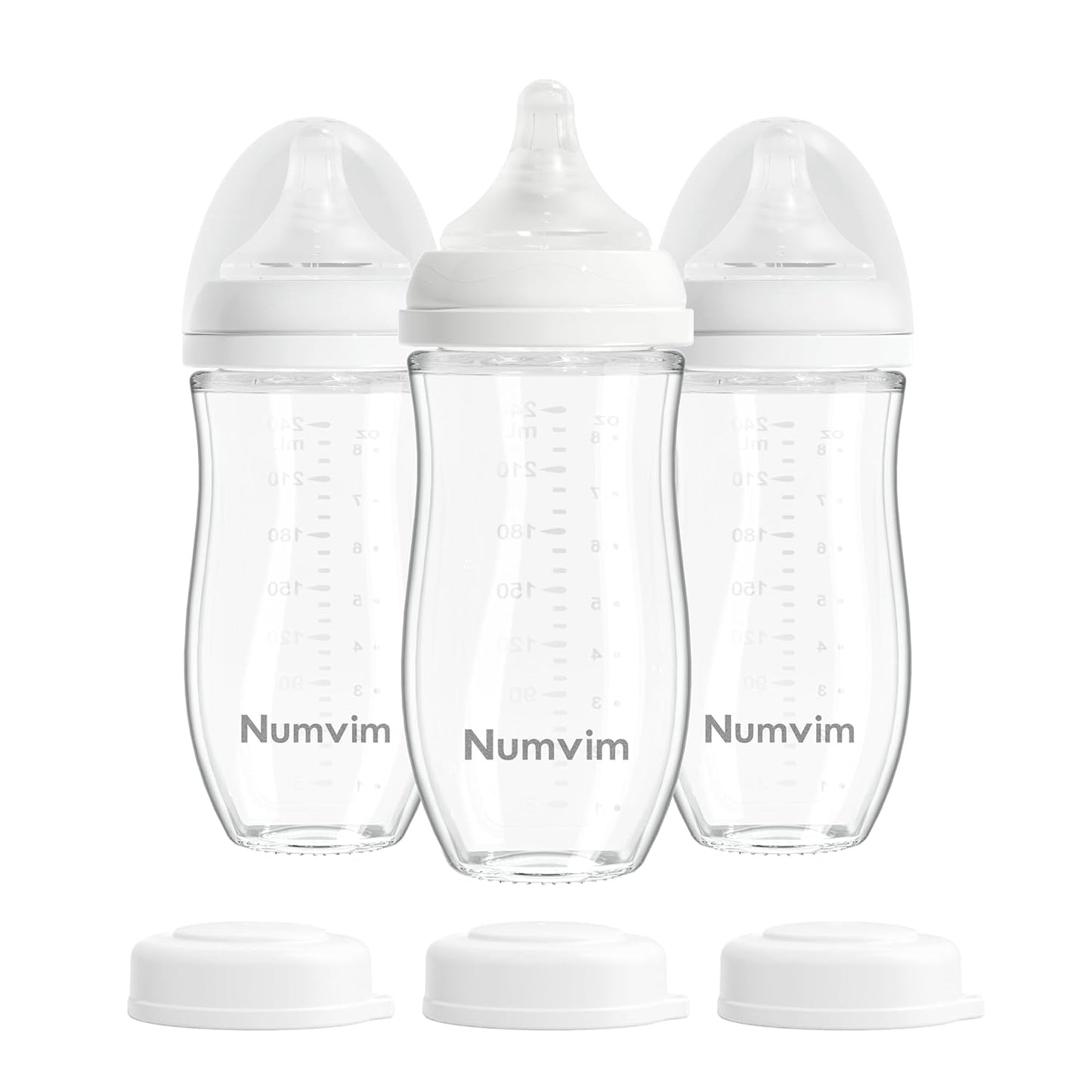 Natural Glass Baby Bottles Gentle & Slow Flow, Newborn Breastfeeding Bottle with Anti Colic Nipple for 0 Months Babies, 3 Packs (White (5 Ounce), 1 Count (Pack of 3))