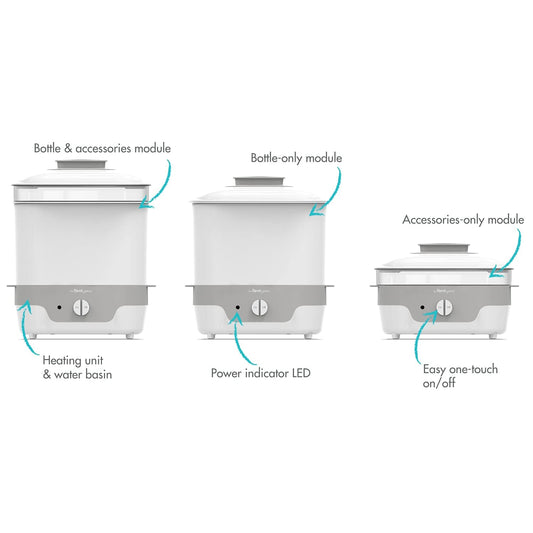 The First Years Modular Baby Bottle Sterilizer - Countertop Bottle Sterilizer - Sanitizes Baby Bottles, Baby Pacifiers, Breast Pump Parts - Baby Bottle Feeding Supplies