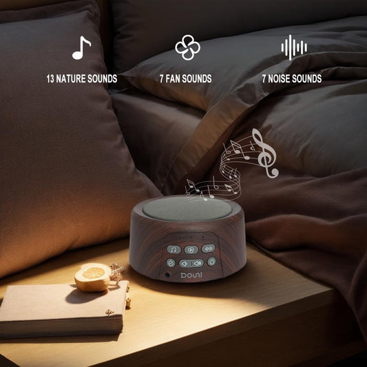Douni Sleep Sound Machine - White Noise Machine with 27 Soothing Sounds for Sleeping & Relaxation, Timer Settings,Sleep Therapy for Families, Home,Office,Travel.Wood Grain