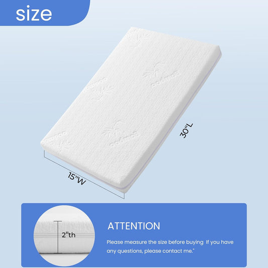 36.5x25 Playard Mattress for Trend: 1.5" Thick Dual Sided Gel Memory Foam Bassinet Mattress Fit for Dream On Me Nest/Zodiak/Zoom Portable, Pamo Babe Deluxe and Baby Trend Playard