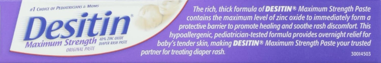 Desitin Maximum Strength Baby Diaper Rash Cream with 40% Zinc Oxide, Travel Size, 1 oz (Pack of 6)