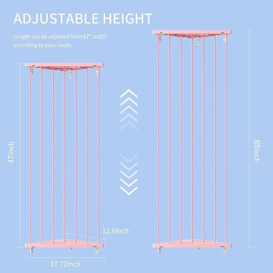 Stuffed Animal Storage Shelf Organizer(Patented) - Corner Stuffed Animal Holder Length Adjustable - Wall Plush Storage for Nursery Playroom Bedroom Kids Room (Pink, Standard)