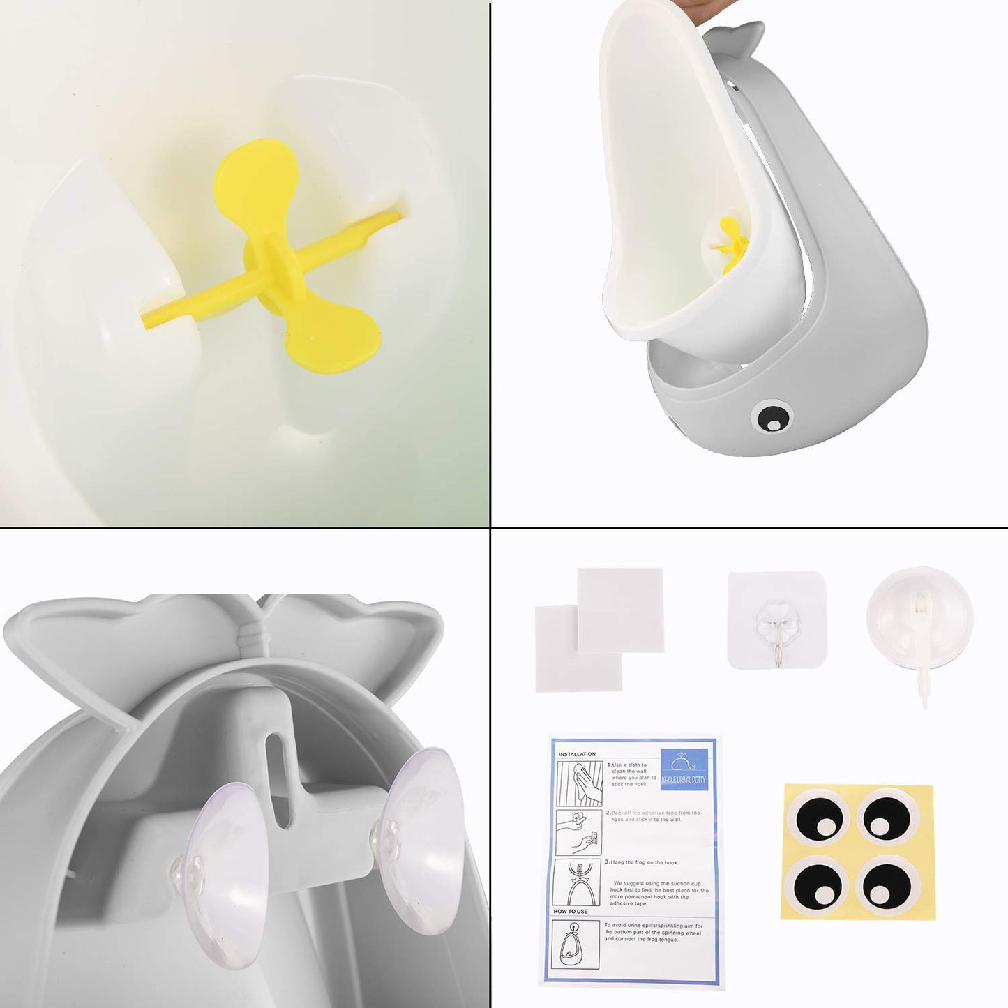 Cute Frog Potty Training Urinal for Boys with Funny Aiming Target - Blackish Green