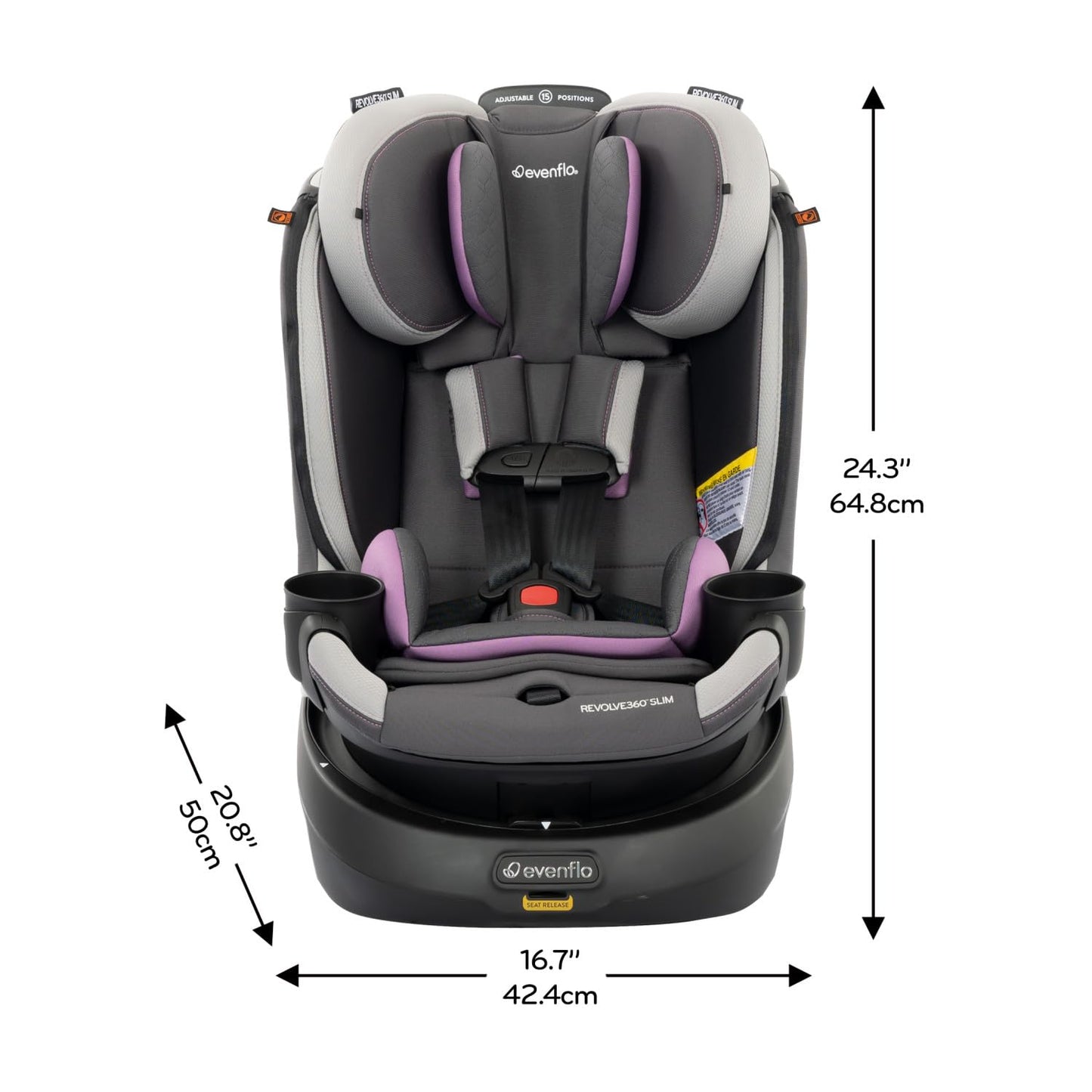 Evenflo Revolve360 Slim 2-in-1 Rotational Car Seat with Quick Clean Cover (Salem Black)