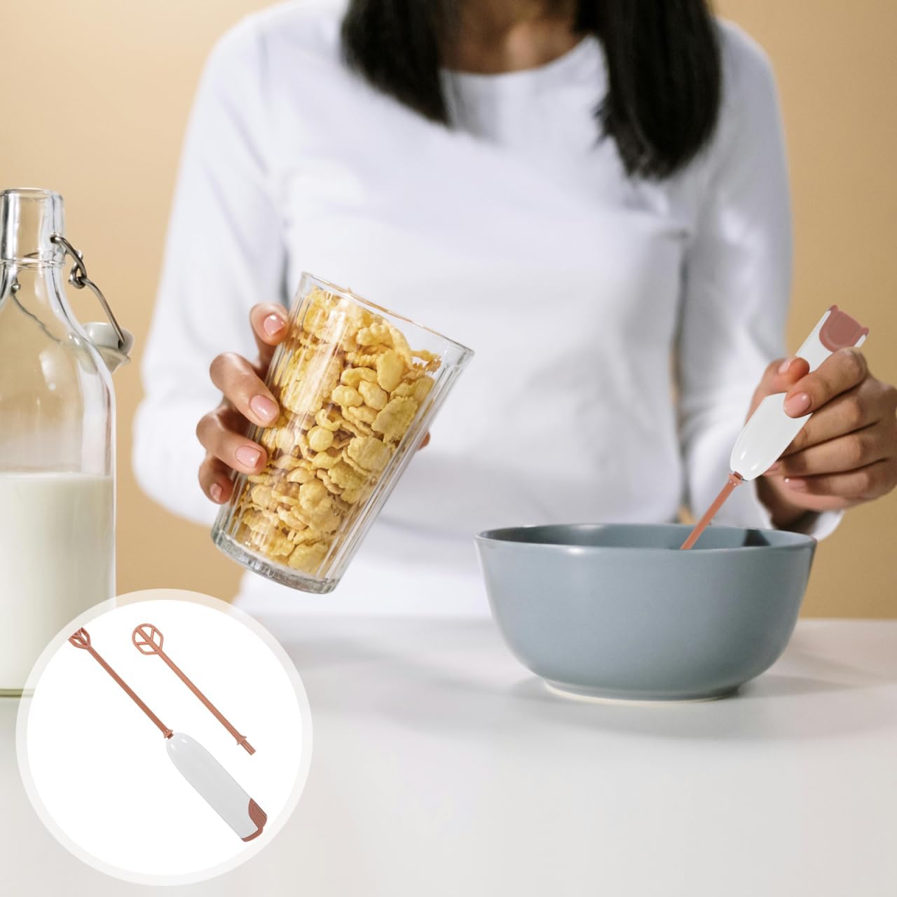 PRETYZOOM Handheld Electric Baby Formula Mixer 10.15In with Detachable Stirring Stick Portable Milk Powder Stirrer Easy to Clean Battery Operated