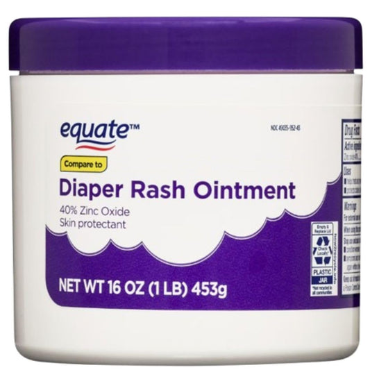 Equate Diaper Rash Ointment, 40% Zinc Oxide Skin Protectant, Paraben Free, Hypoallergenic, 16 oz, 3 Pack