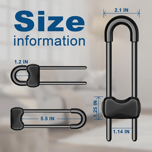 Cabinet Locks for Babies,Child Proof Cabinet Locks,8 Pack U-Shaped Baby Proofing Cabinets,Child Locks for Cabinets and Drawers,Child Safety Cabinet Locks with Adjustable (Black)