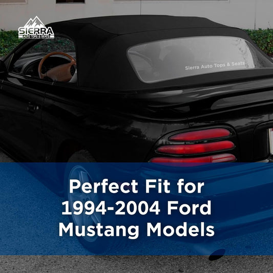 Sierra Auto Tops & Seats Convertible Top for 1994-2004 Ford Mustang - Saddle, Sailcloth Vinyl - Convertible Top Replacement with Plastic Window - Mustang Convertible Top, Complete Soft Top