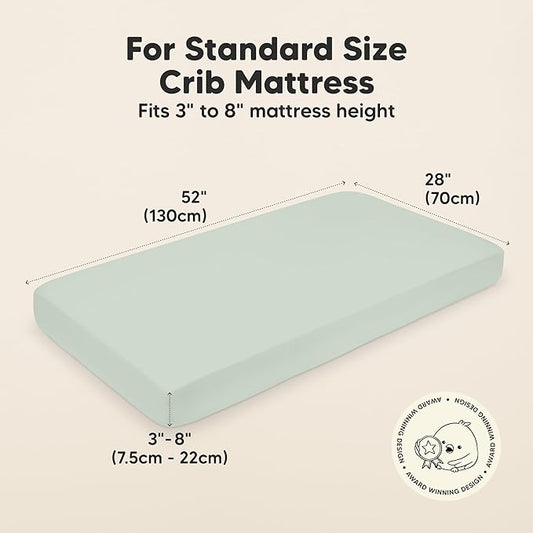 KeaBabies 2-Pack Organic Crib Sheets for Boys, Girls - 52x28 Fitted Crib Mattress Sheet Neutral, Breathable Jersey Cotton Cover for Baby Bed, Toddler Mattress, Soft & Cute Prints (Sage)