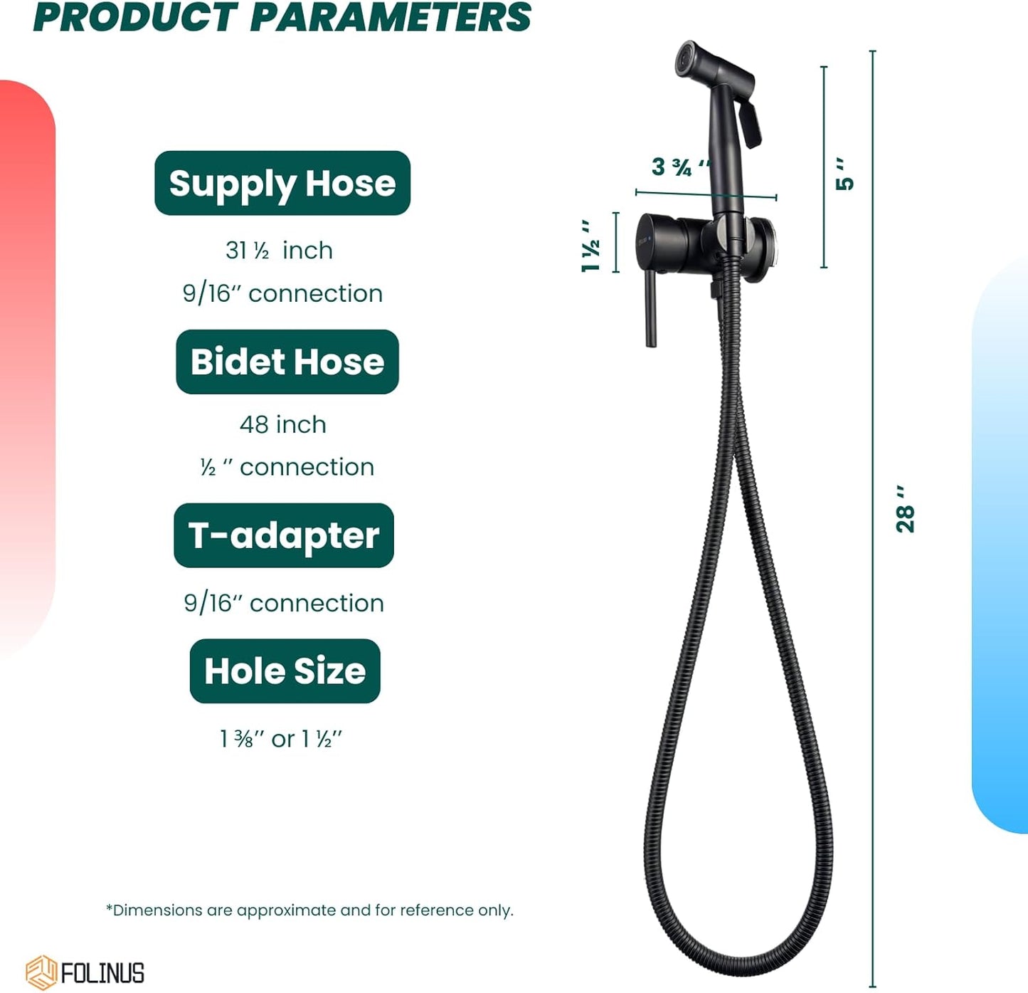 Handheld Bidet Sprayer for Toilet Warm Water Mounted on The Bathroom Vanity,Stainless Steel Hot and Cold Bidet Sprayer with Brass Mixing Valve for Feminine Hygiene (Chrome)