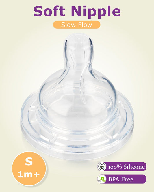 Silicone Nipples for Philips Avent Anti-Colic Baby Bottles,Size 1 Nipple,1m+,Slow Flow, 4 Count