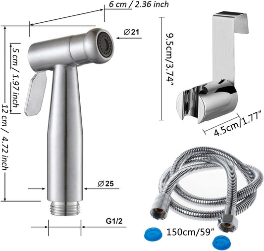 Handheld Sprayer, 3 Pack Cloth Diaper for Baby Wash Includes 150 cm Metal Hose and Holder - Excluding T-Type valves
