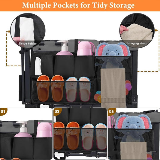 Wagon Organizer - Wagon Storage Attachment,Wagon Accessories Organizer Compatible, Large Capacity Mesh Cargo Storage Bag with Sorting Pockets Compatible with Wagon, Black