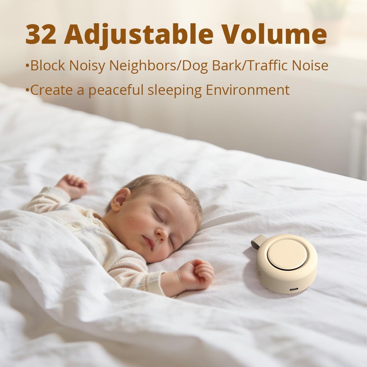 Portable Sound Machine Mini White Noise Machine Powerful Battery 30 Soothing Sounds 4 Timers Memory Function for Baby Kids Adults Brown Noise Sleep Sound Machine for Home Travel Office