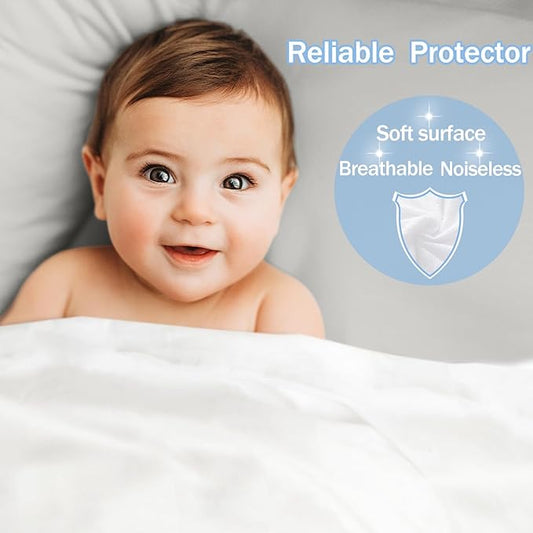 Queen Waterproof Mattress Protector - Noiseless, Breathable, Machine Washable Fitted Mattress Cover with Deep Pocket up to 5”-21”(Light Grey)
