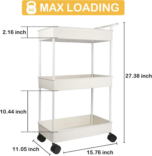 Volnamal Baby Diaper Caddy, Plastic Movable Cart for Newborn Nursery Essentials Diaper Storage Caddy Organizer for Changing Table & Crib, Easy to Assemble, Beige