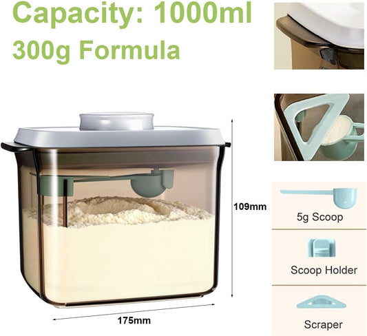Formula Container 1000ml Food Storage Containers Airtight Formula Dispenser with Pop Lid Kitchen Pantry Organizer, Brown