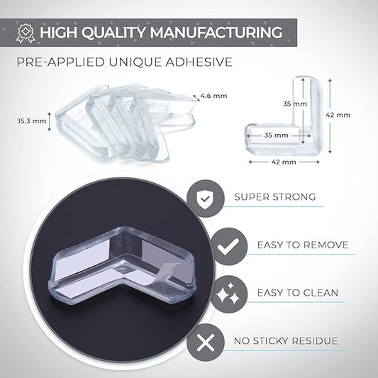 Corner Protector, Baby Proof Furniture Corner Guards, Safety Bumpers & Cushion to Cover Sharp Furniture & Table Edges,Clear and Transparent,Pre-Taped (12 Count L-Shape(Park of 1))